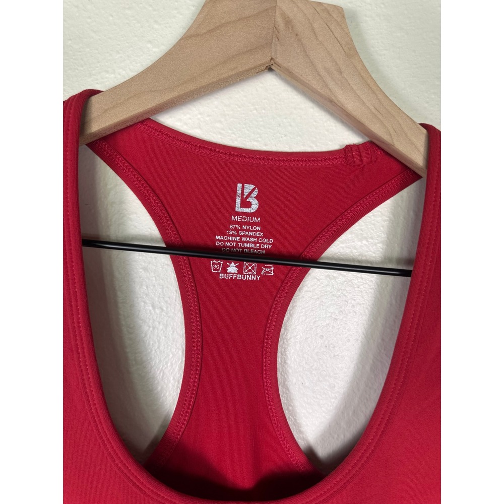 BUFFBUNNY Performance Racerback Tank Top Womens Medium Red Activewear Slim Fit - Picture 2 of 4